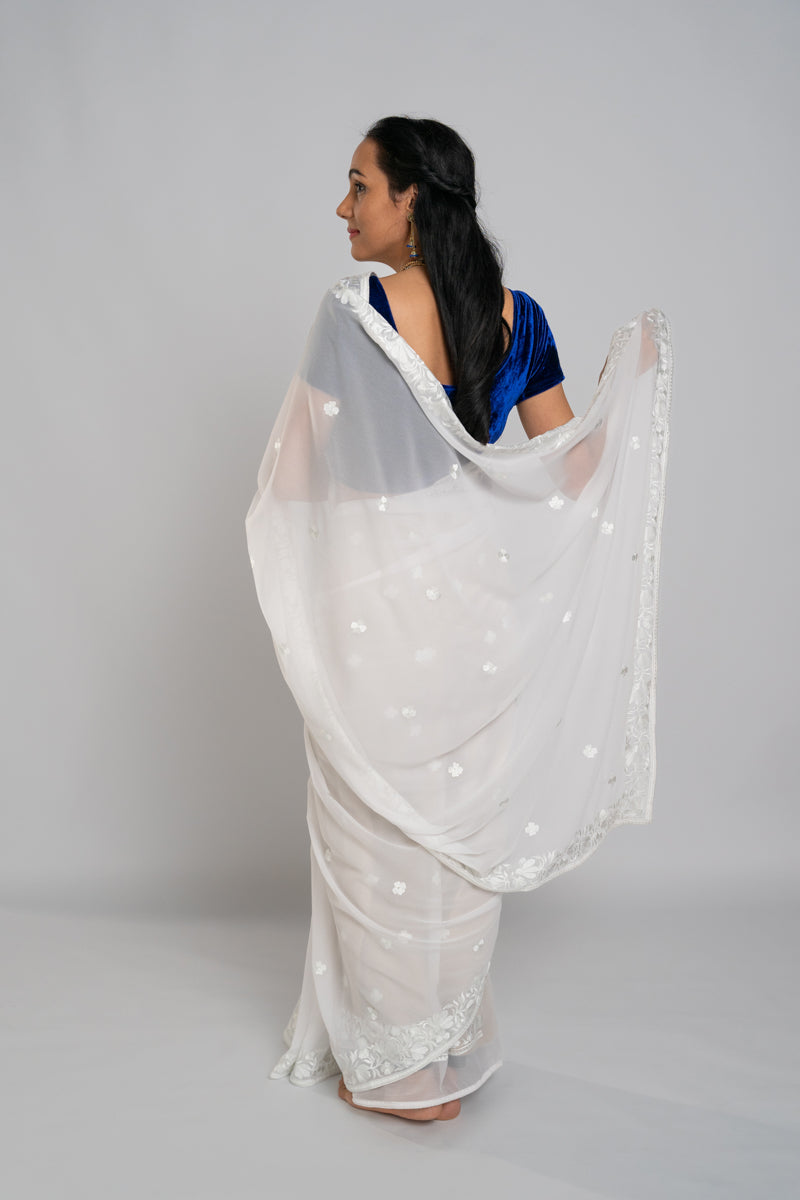 Simple White Saree