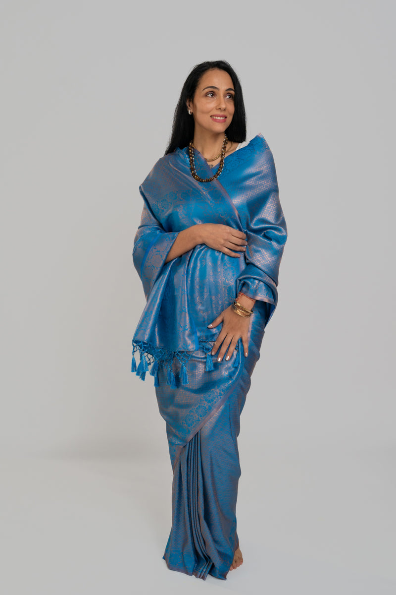 Banarasi Silk Saree Blue & Gold