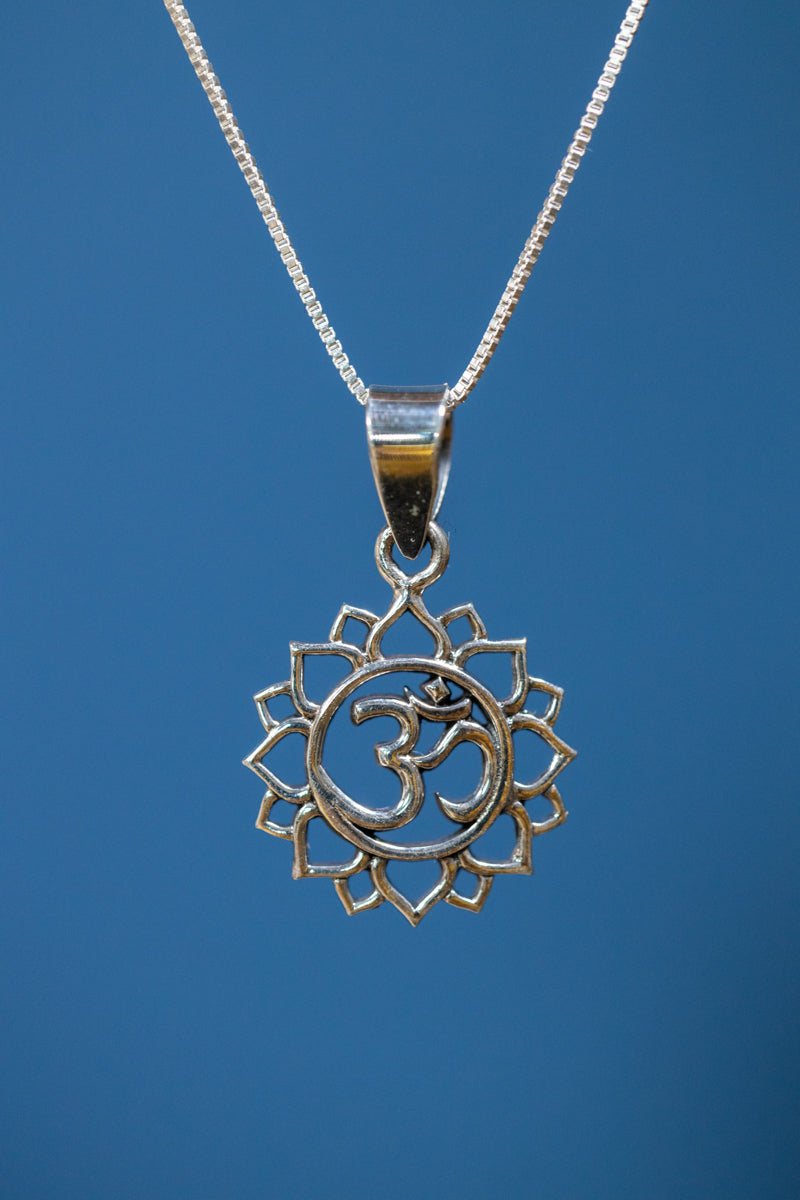 Lotus OM Pendant Necklace - Sterling Silver