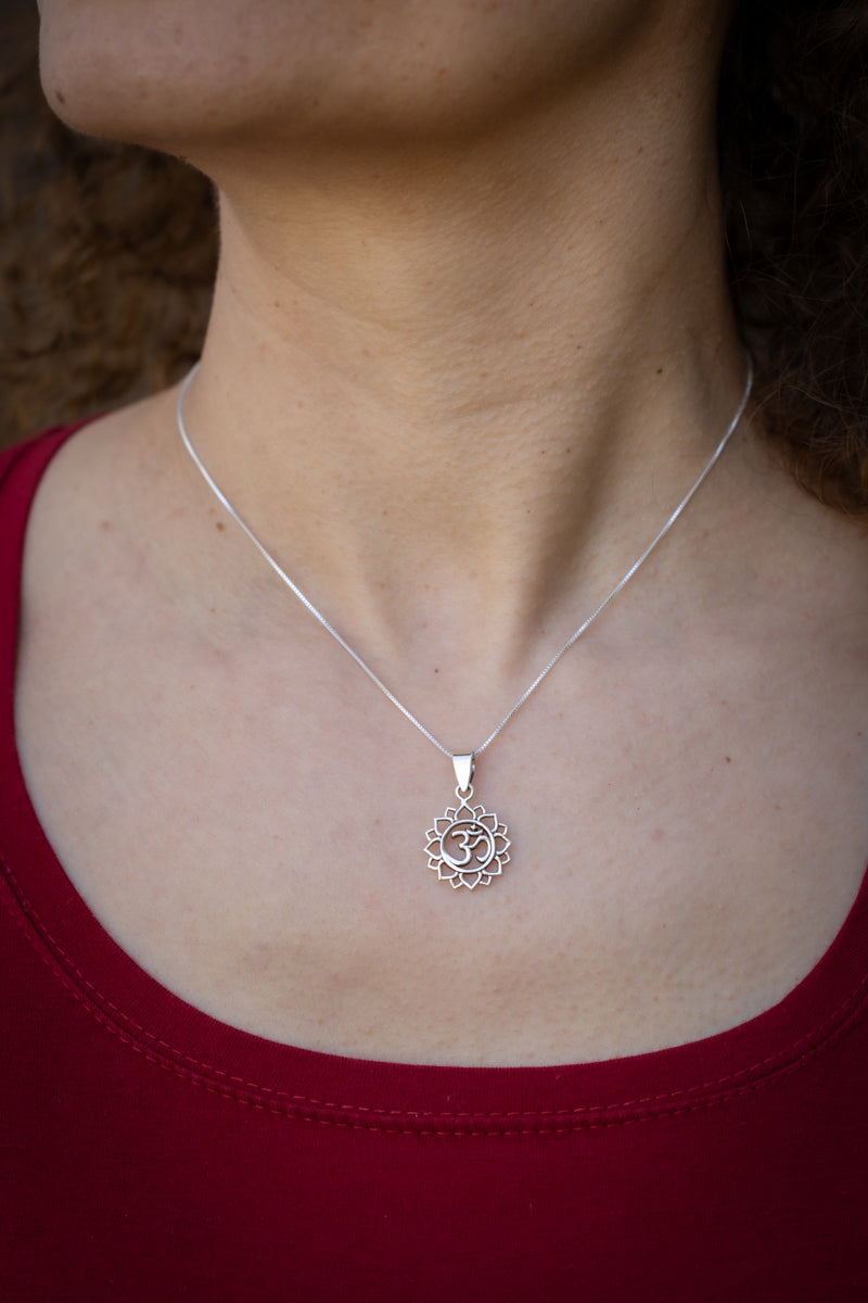 Lotus OM Pendant Necklace - Sterling Silver