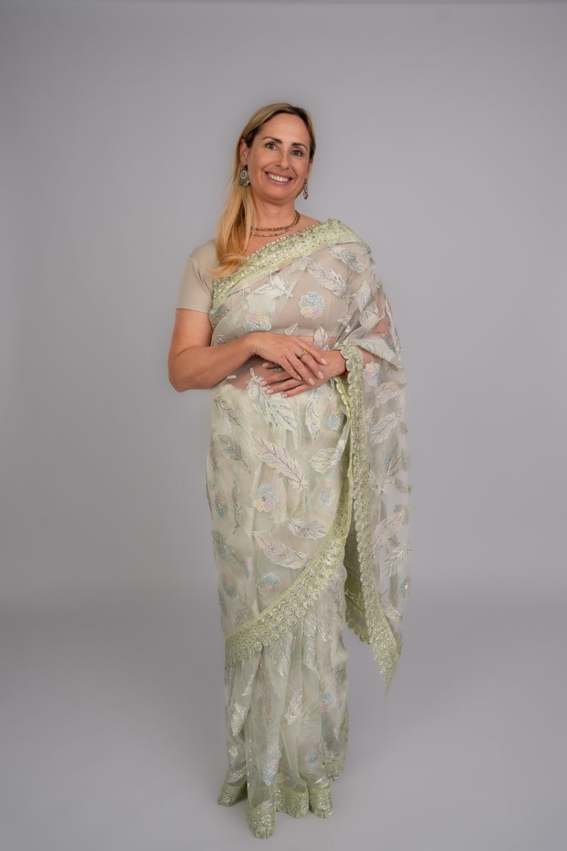 Delicate Pistachio Saree