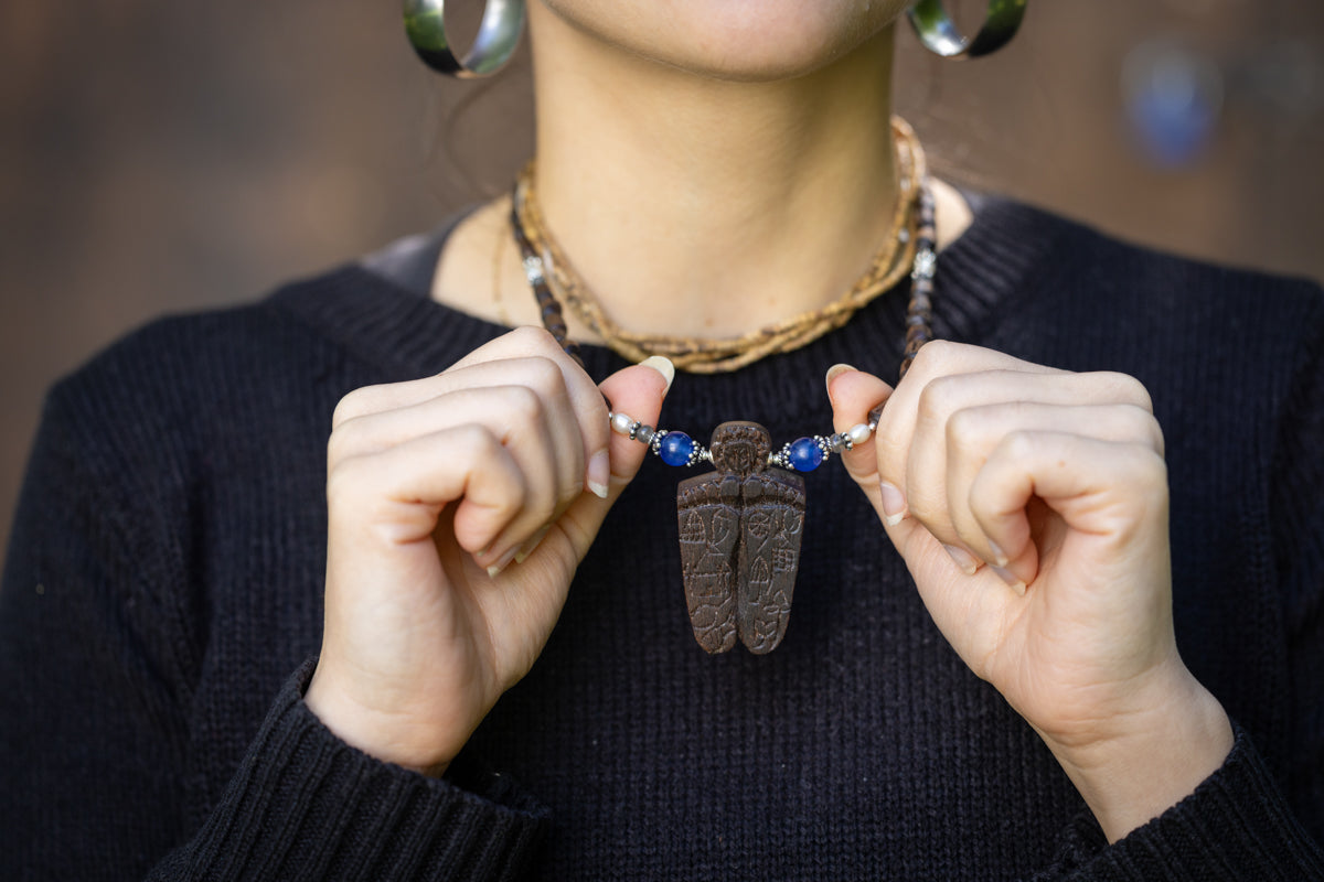 RADHA'S LOTUS FEET Tulsi Necklace: Pearl