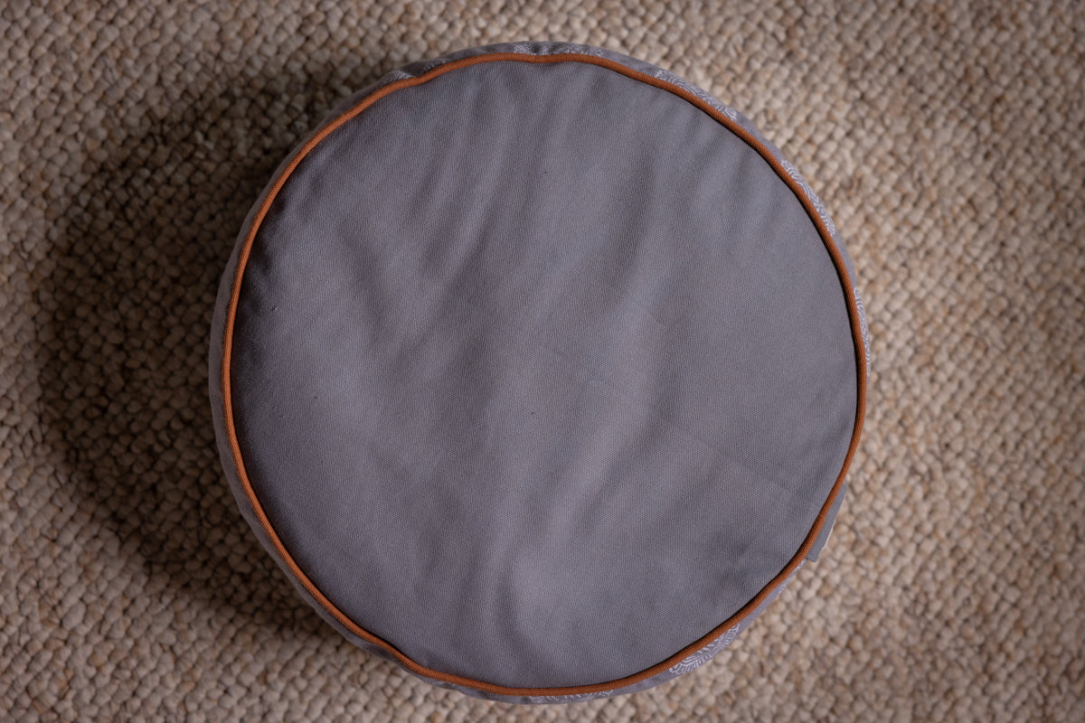 Meditation Cushion, Full-round, Slate Banyan Leaf