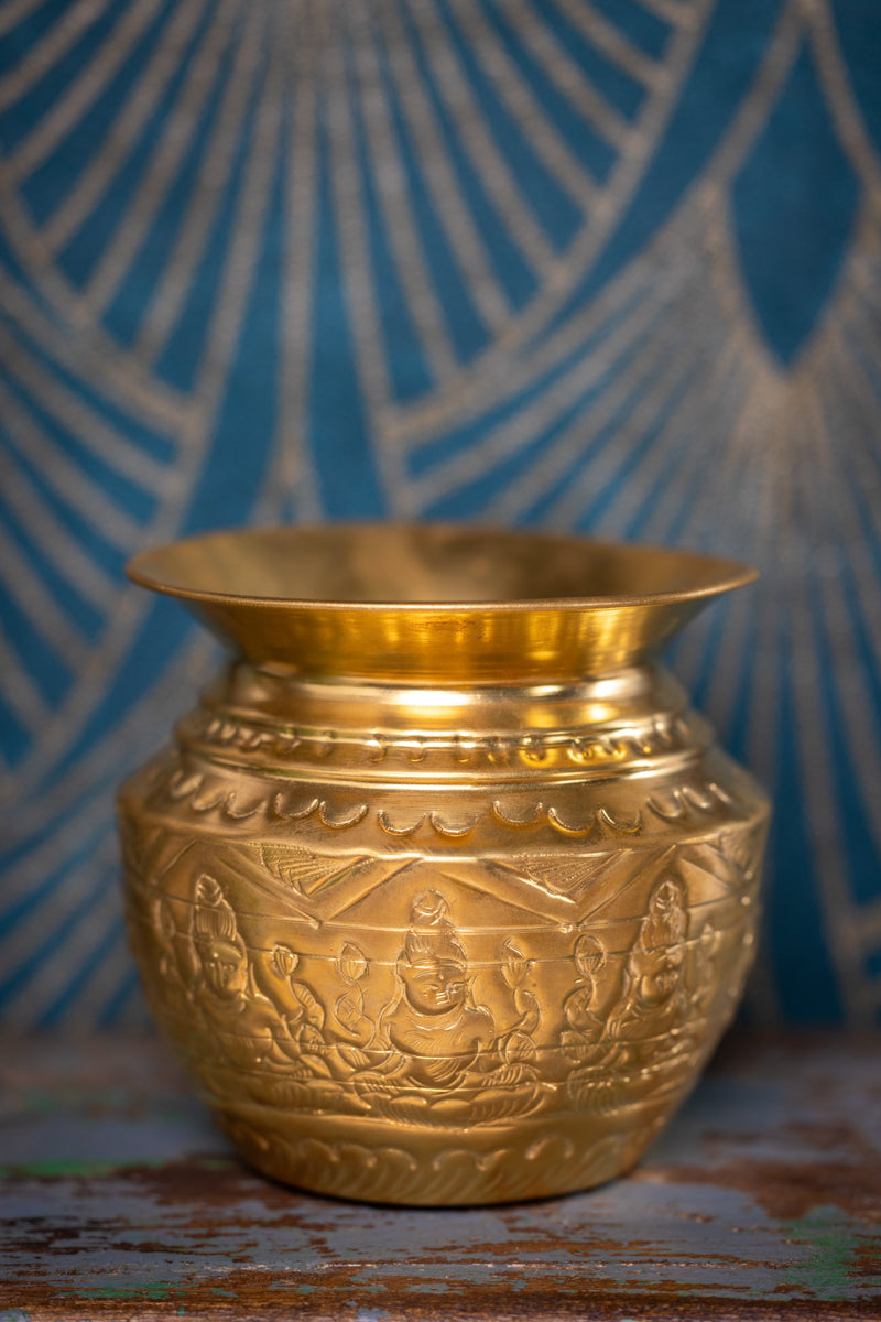 Ashta-Lakshmi Brass Lota Pot