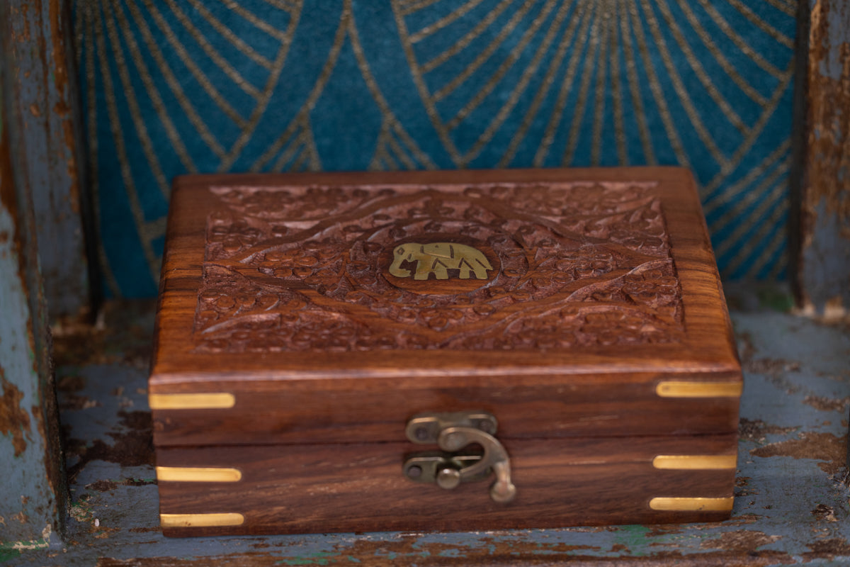 Carved Wooden Treasure Box