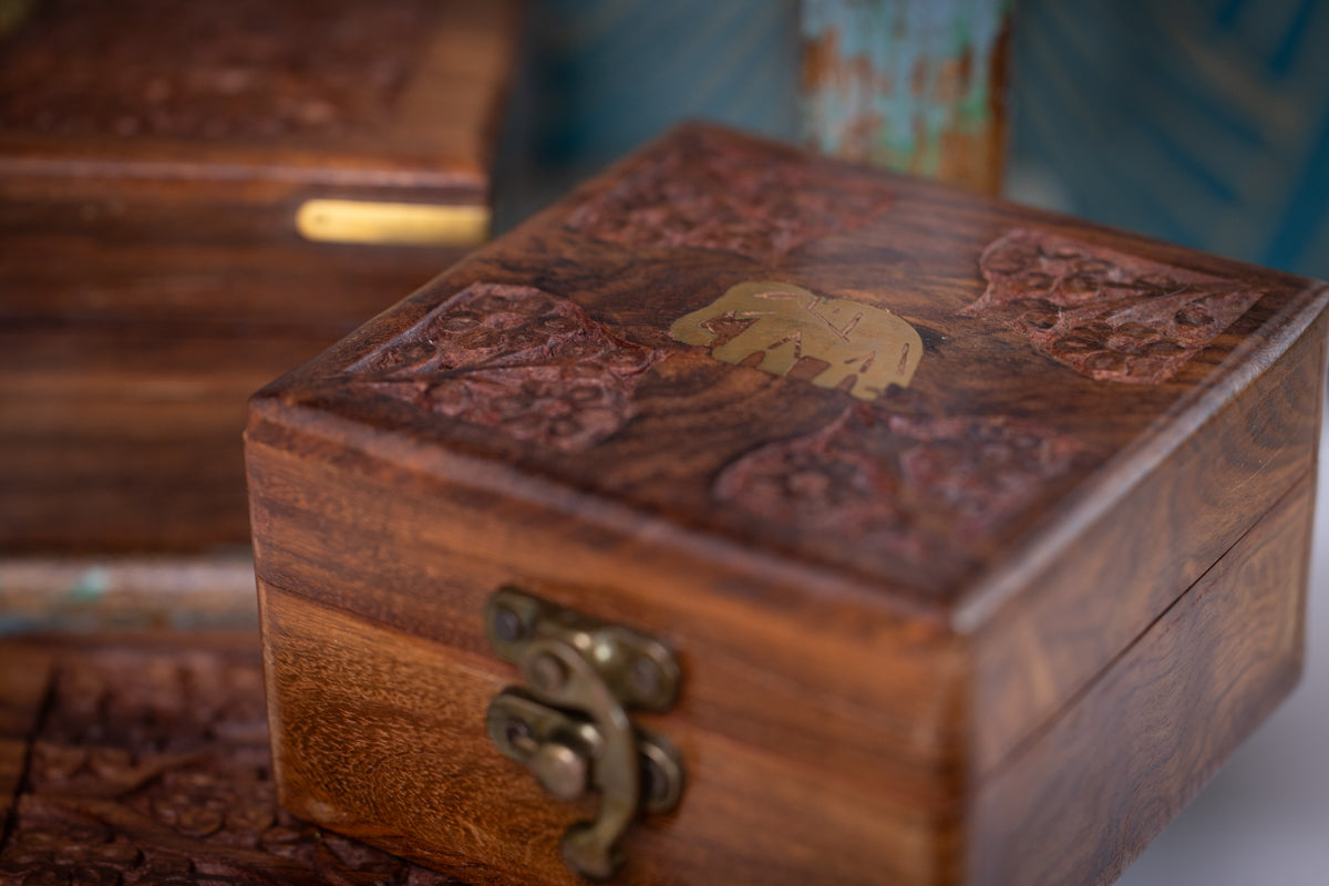 Carved Wooden Treasure Box