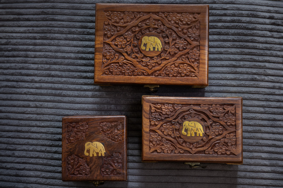 Carved Wooden Treasure Box