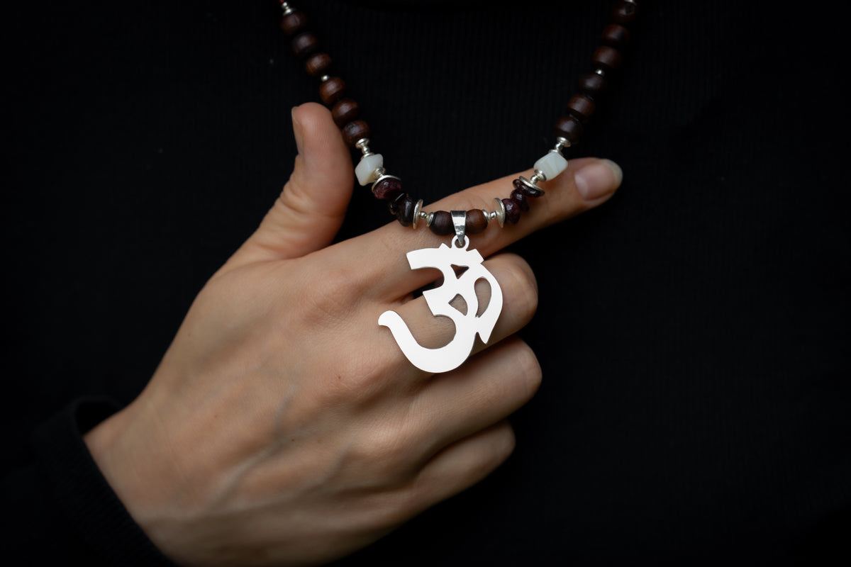 OM Tulsi Necklace: Garnet