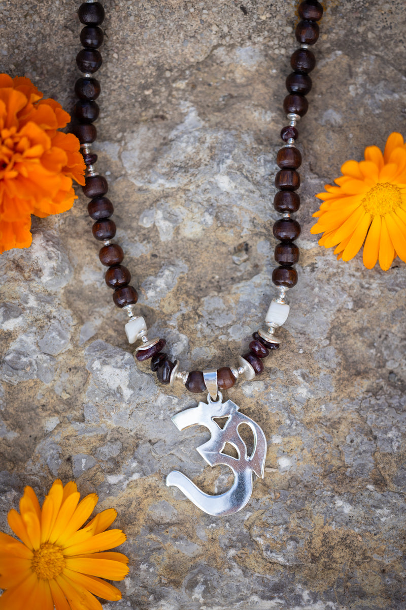 OM Tulsi Necklace: Garnet