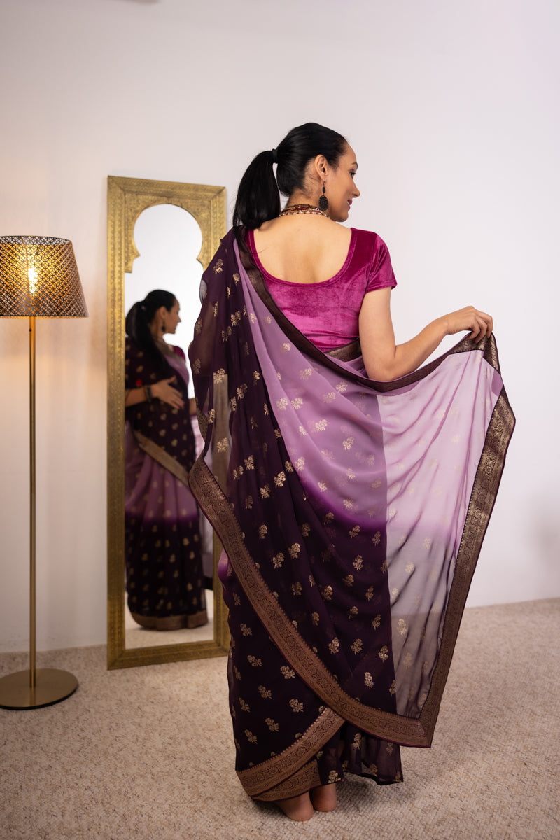 Orchid Purple Georgette Saree