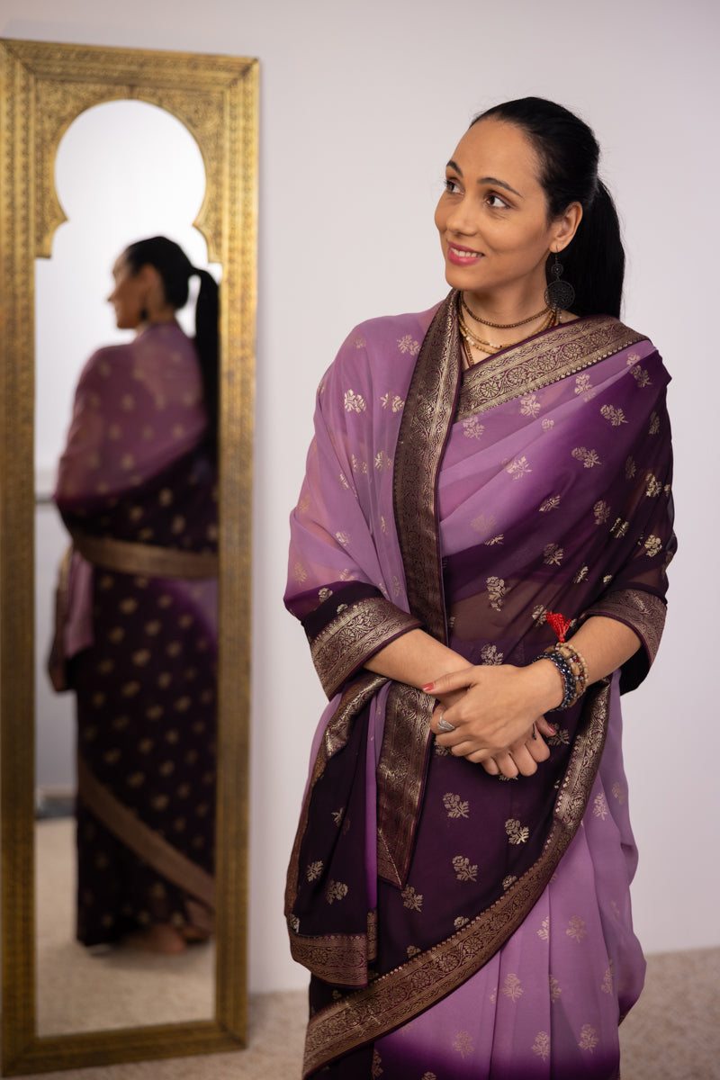 Saree in georgette viola orchidea