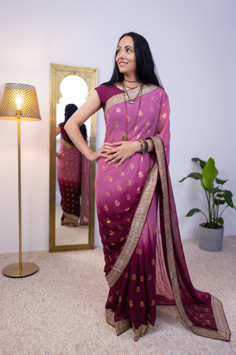 Viola Purple Georgette Saree