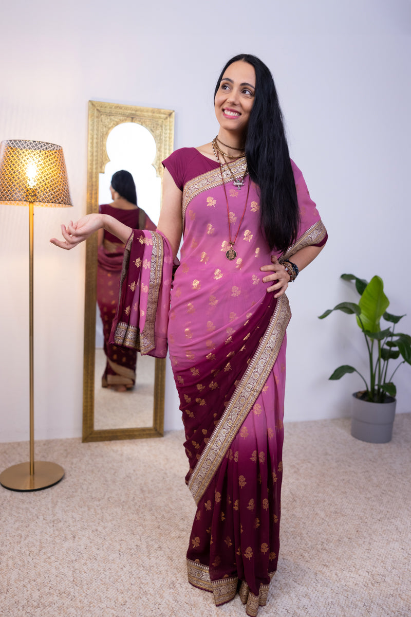 Viola Purple Georgette Saree