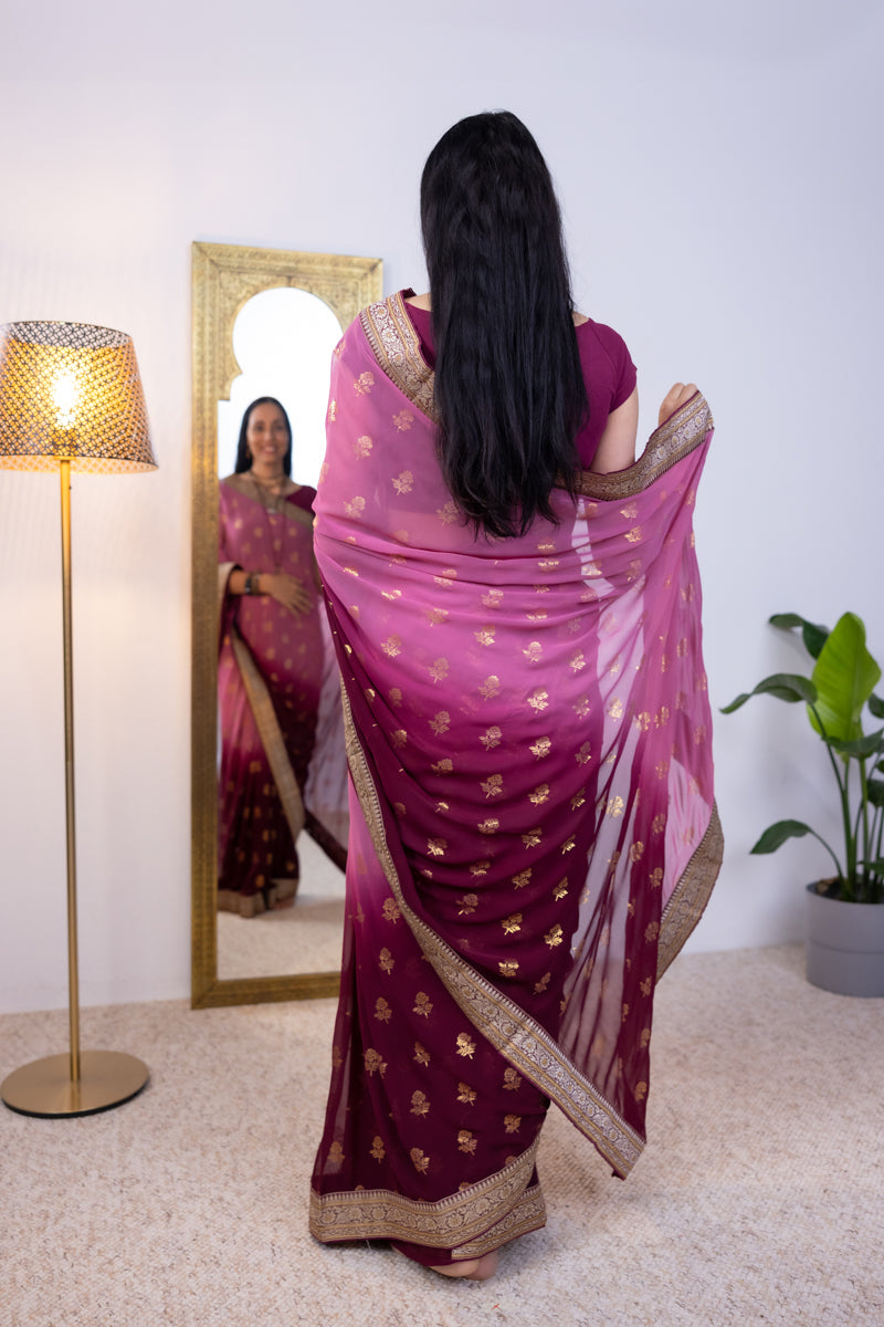 Viola Purple Georgette Saree