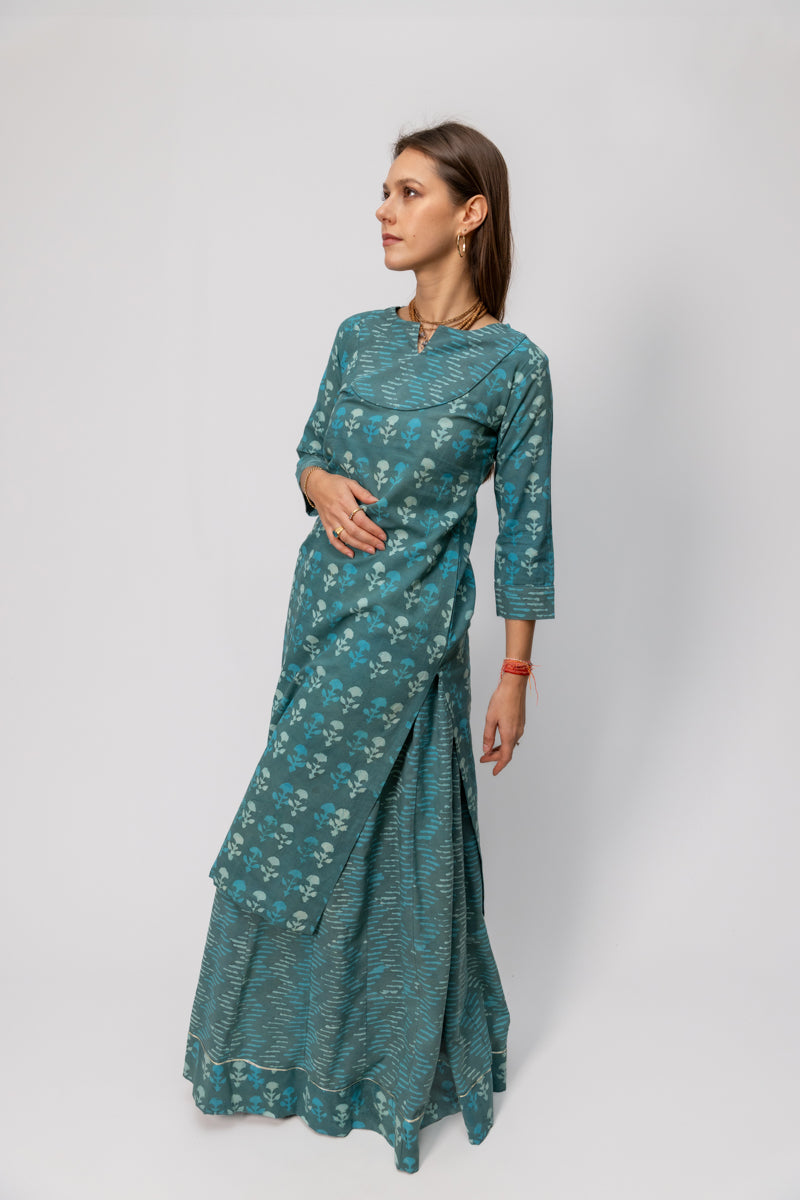 Madhuri Cotton Suit Set, sea green