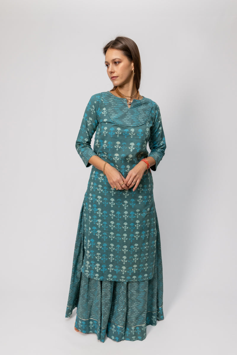 Madhuri Cotton Suit Set, sea green