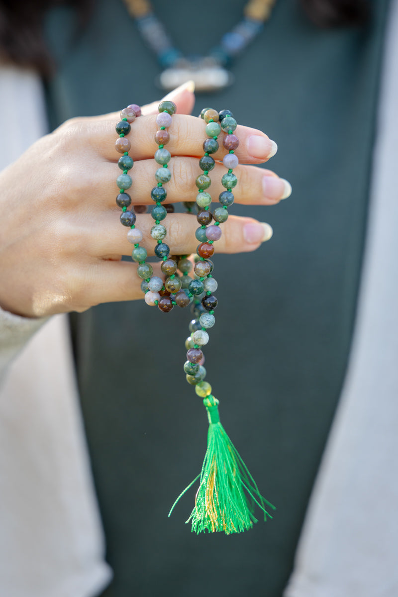 Moss Agate Mala
