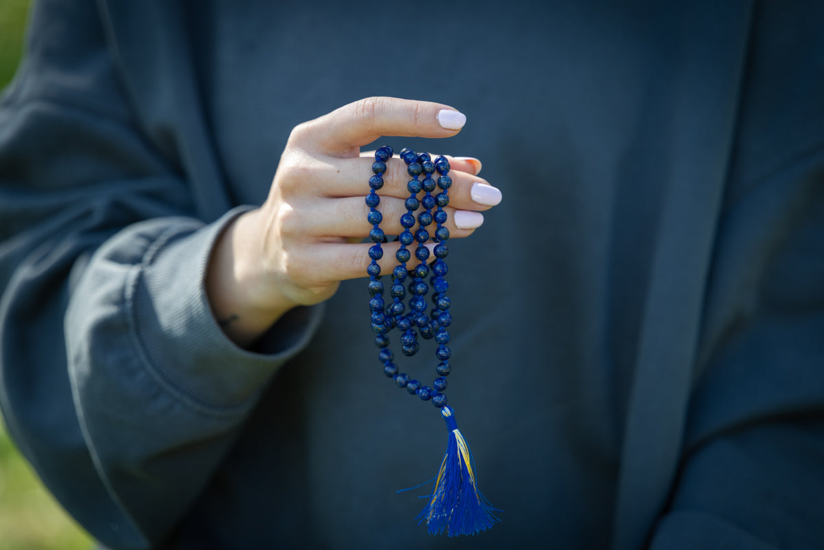 Mala in lapislazzuli, perle rotonde 6mm
