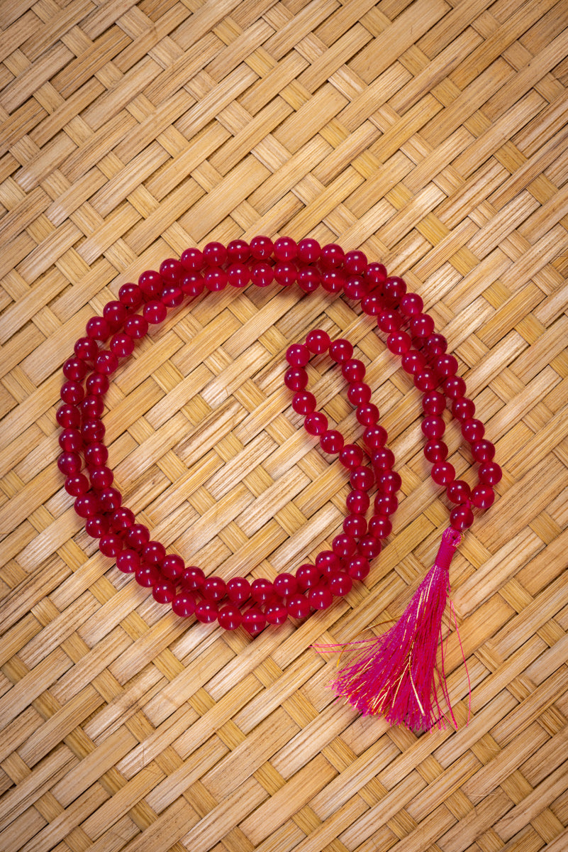 Mala di giada rosa scuro, perle rotonde 6 mm