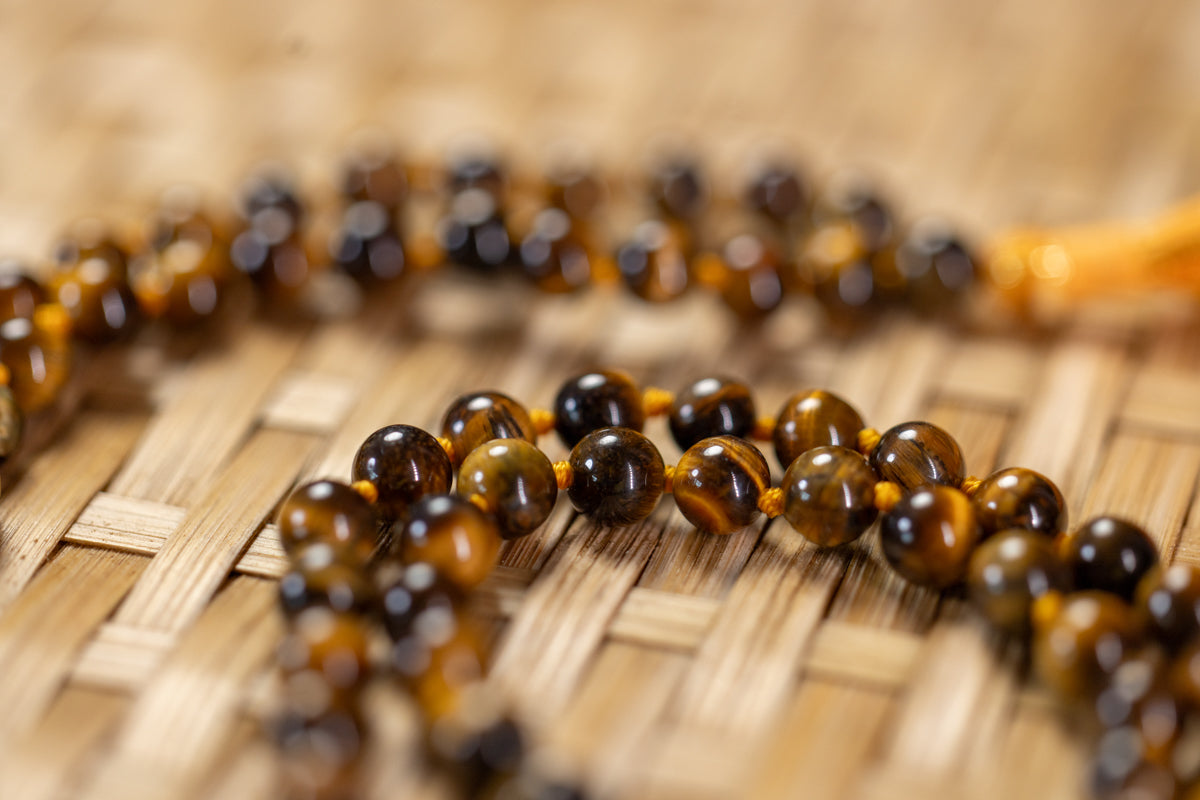 Mala occhio di tigre, perle rotonde 6mm