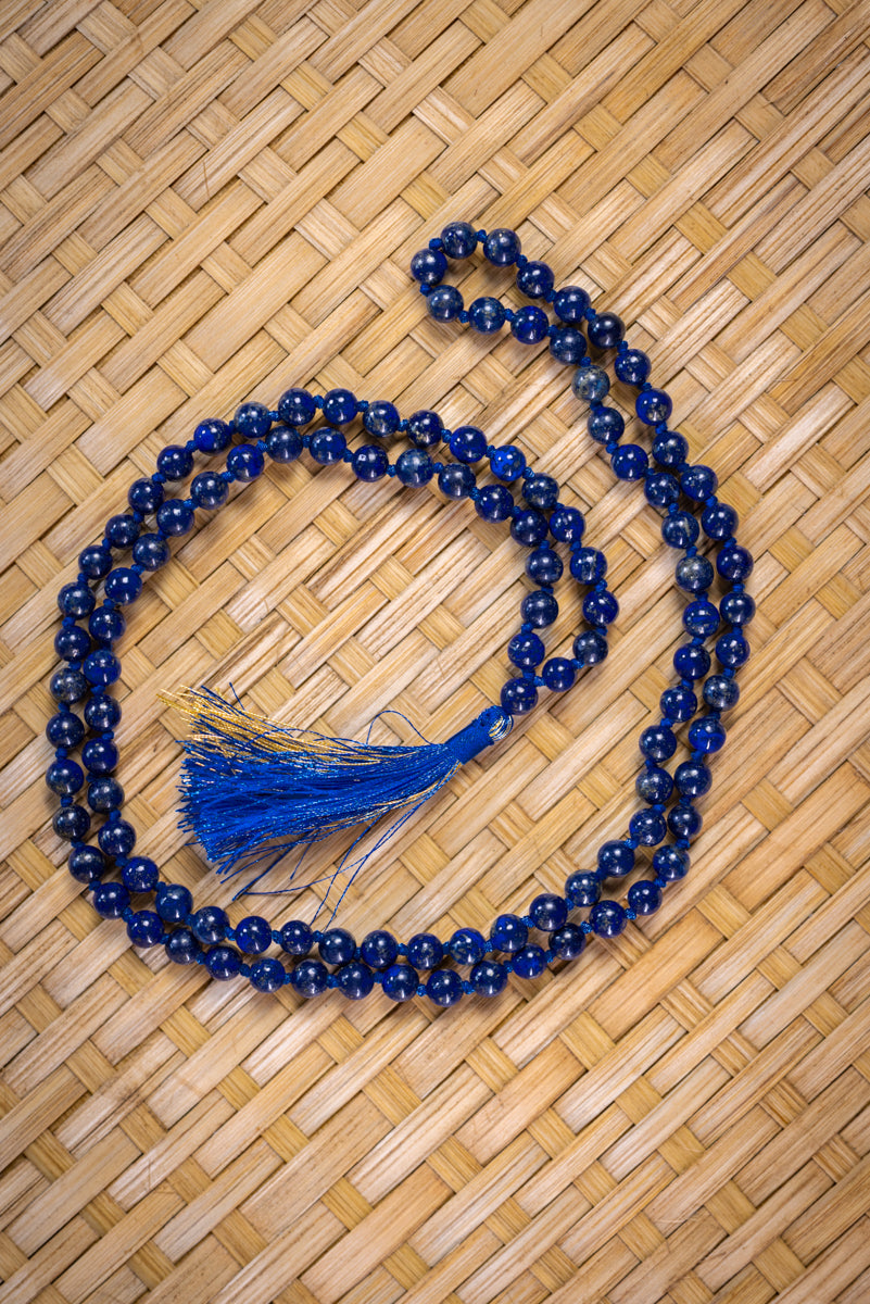 Mala in lapislazzuli, perle rotonde 6mm
