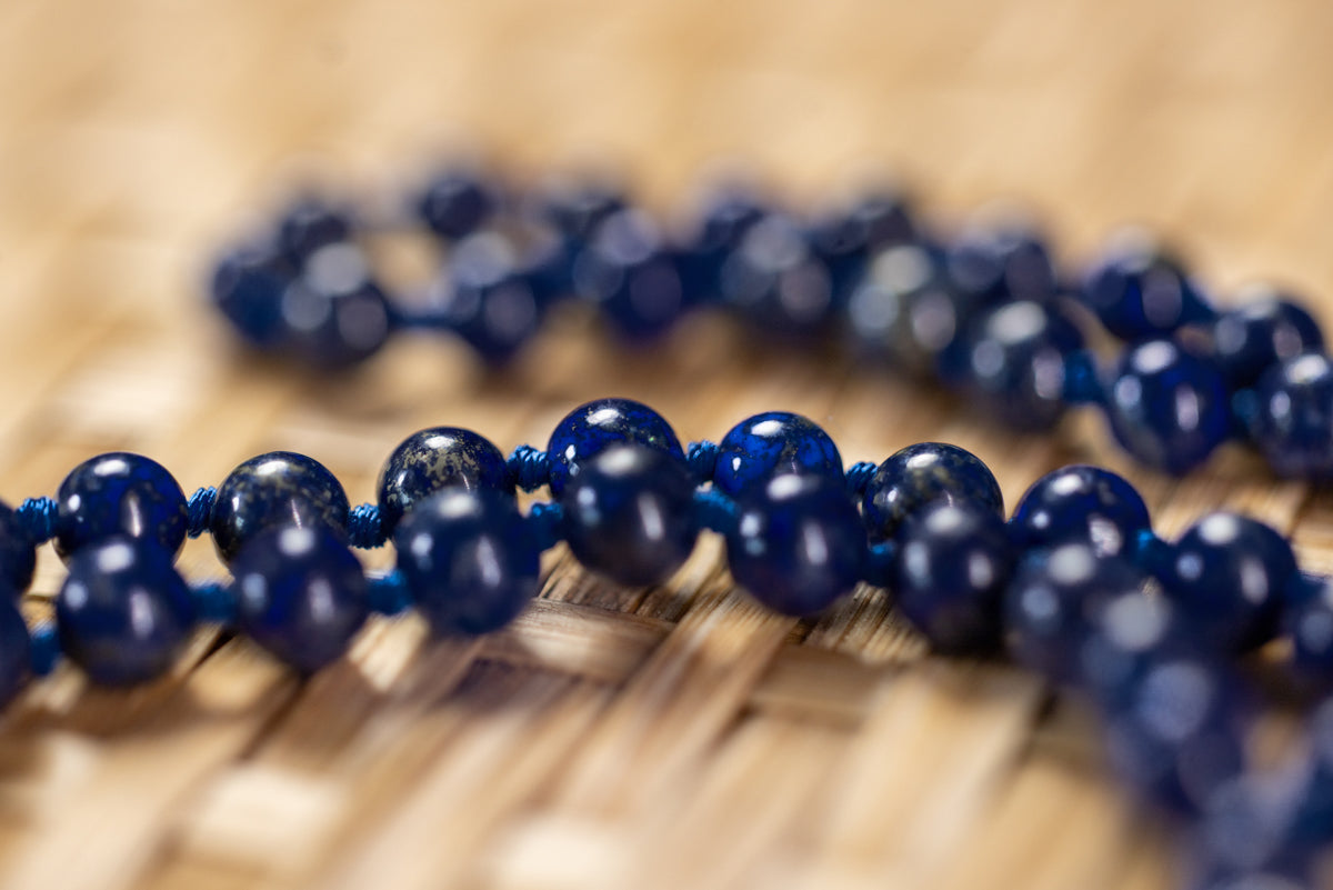 Mala in lapislazzuli, perle rotonde 6mm