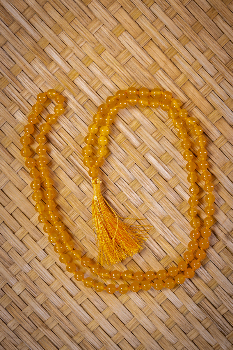 Mala in agata gialla, perle rotonde 6mm