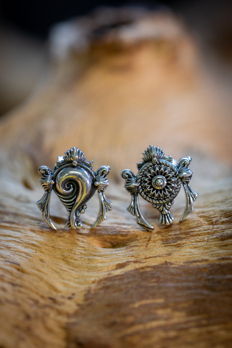 Earrings Shankha Chakra - Sterling silver