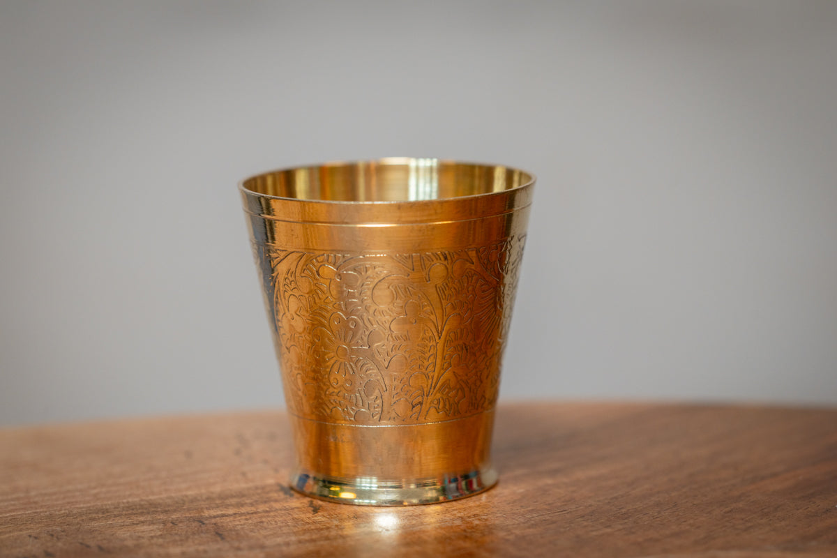 Engraved Brass Puja Cup