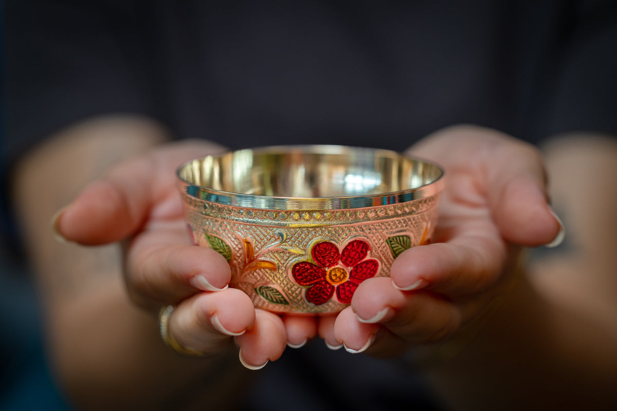 Brass flower design bowl