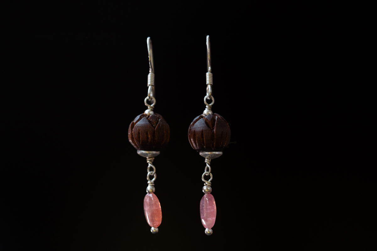 Earrings Rhodochrosite Tulsi Dangles
