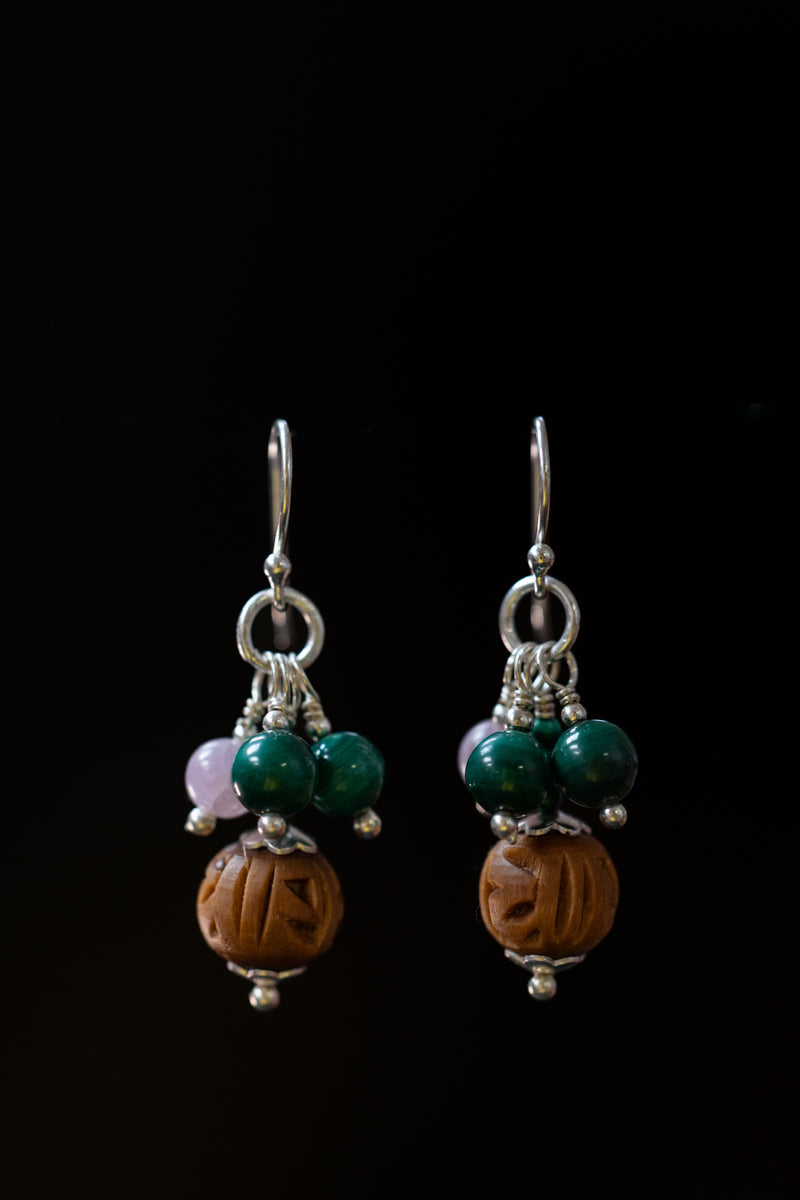 Earrings Malachite Tulsi Small Drops
