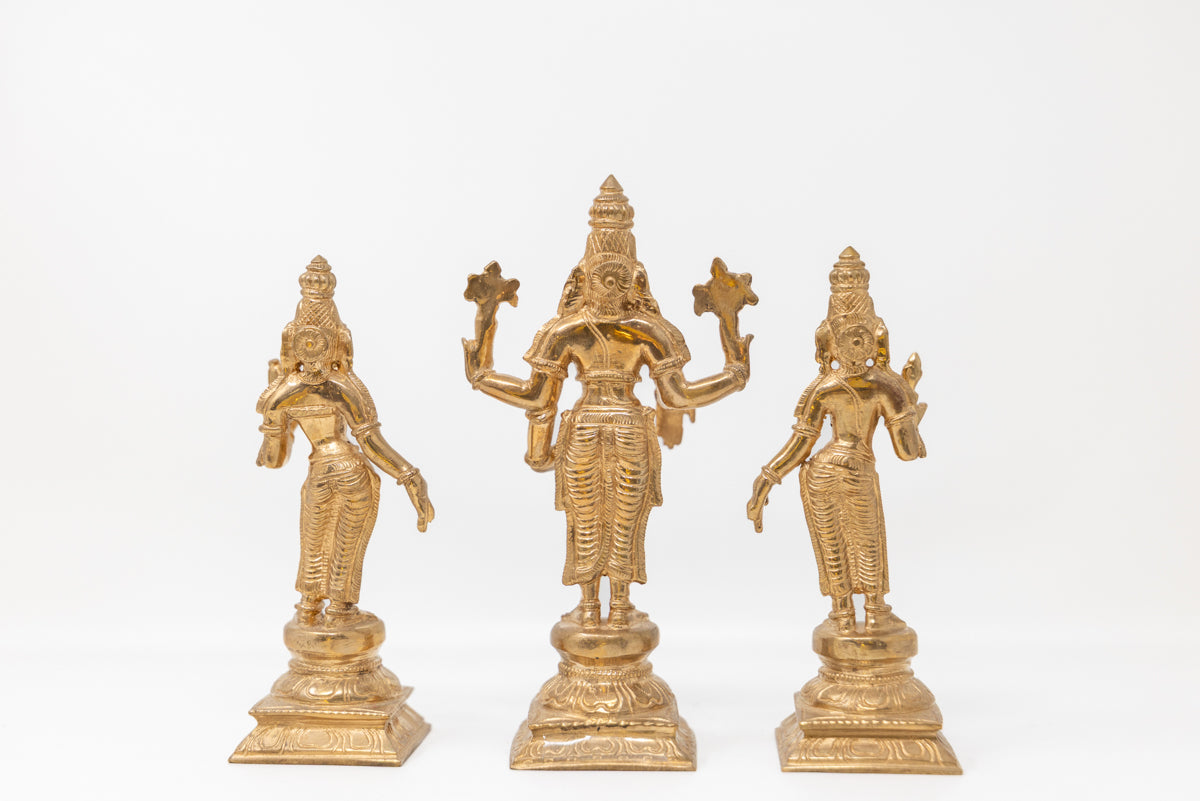 Set Sri Perumal con Sri Devi e Bhu Devi, 6 pollici, PL