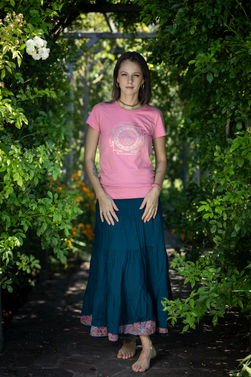 Sri Yantra T-shirt - Rose Pink