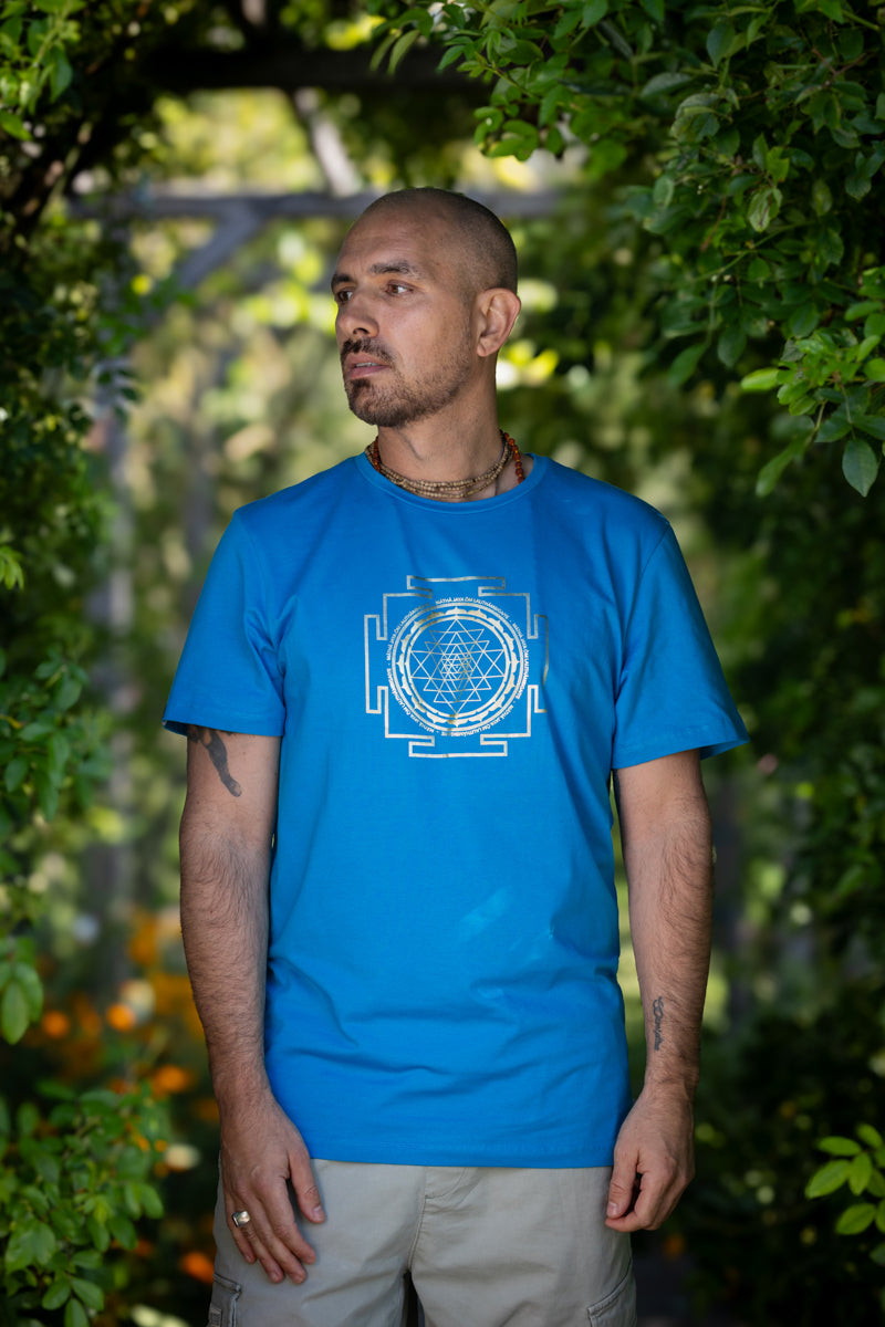 Sri Yantra T-shirt - Azure Blue