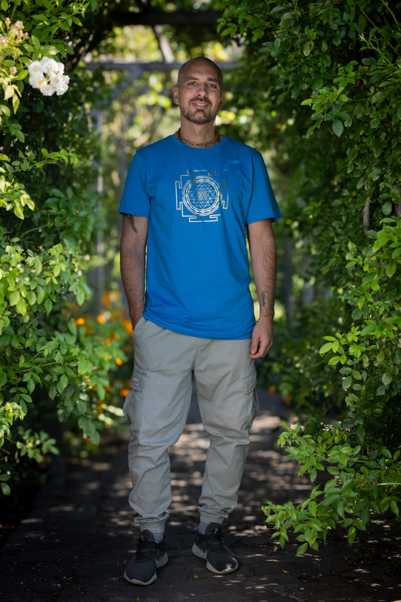 Sri Yantra T-shirt - Azure Blue