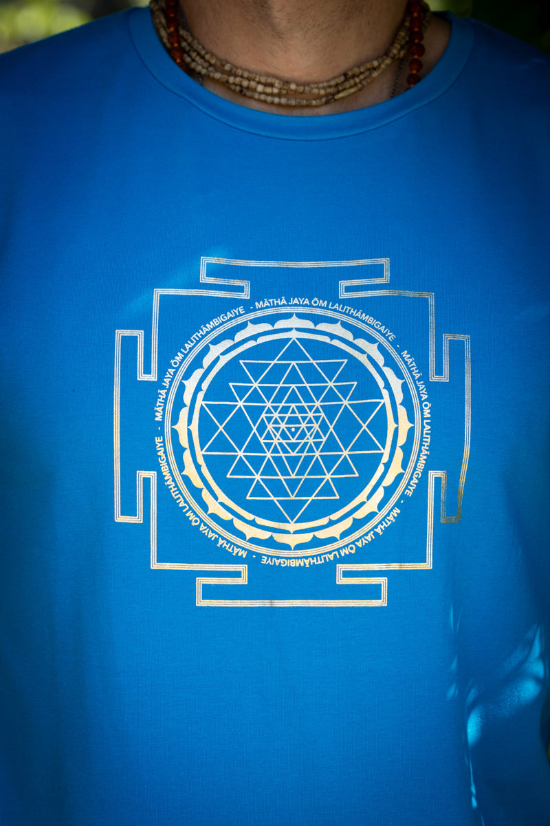 Sri Yantra T-shirt - Azure Blue