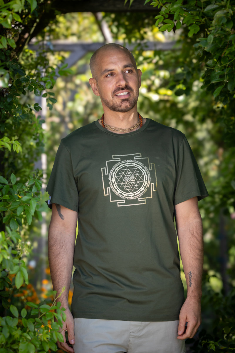 Sri Yantra T-shirt - Moss Green