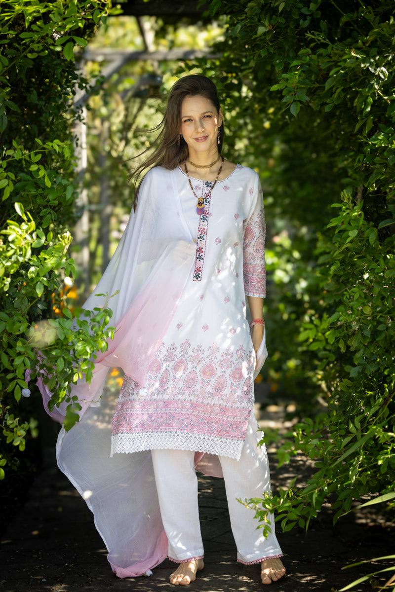 Simply White Anarkali Kurti Set