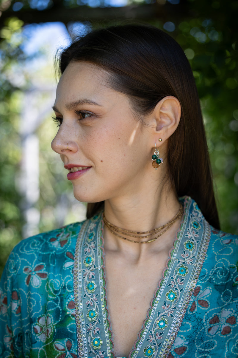 Earrings Malachite Tulsi Small Drops