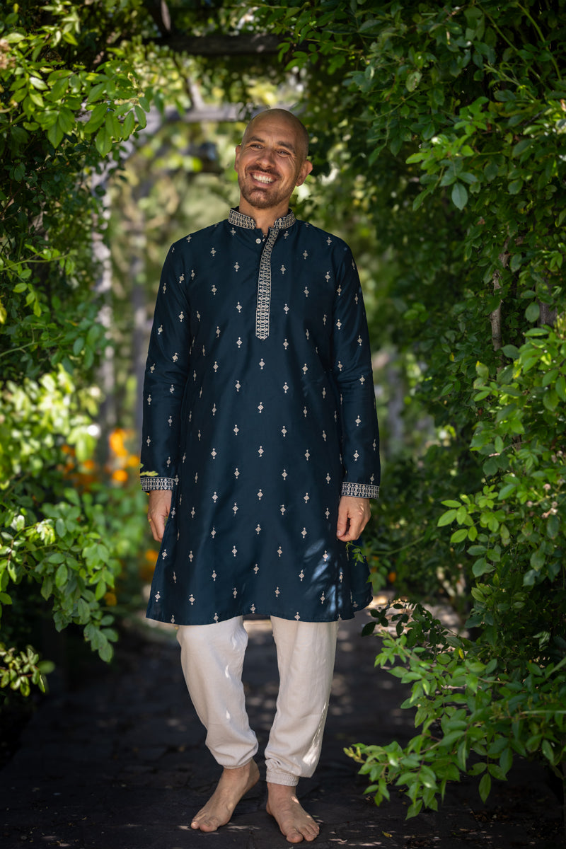 Traditional Prabhu Kurta, Navy Blue