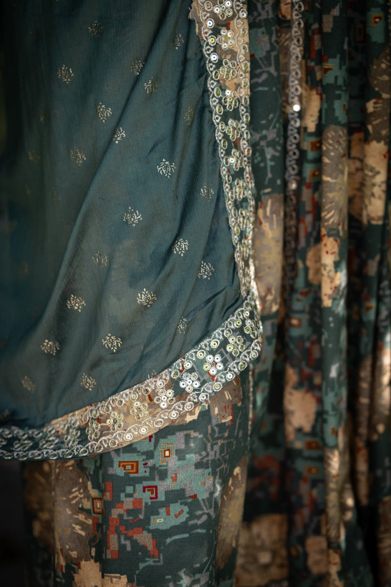 Evergreen Embroidered Anarkali With Pants & Dupatta