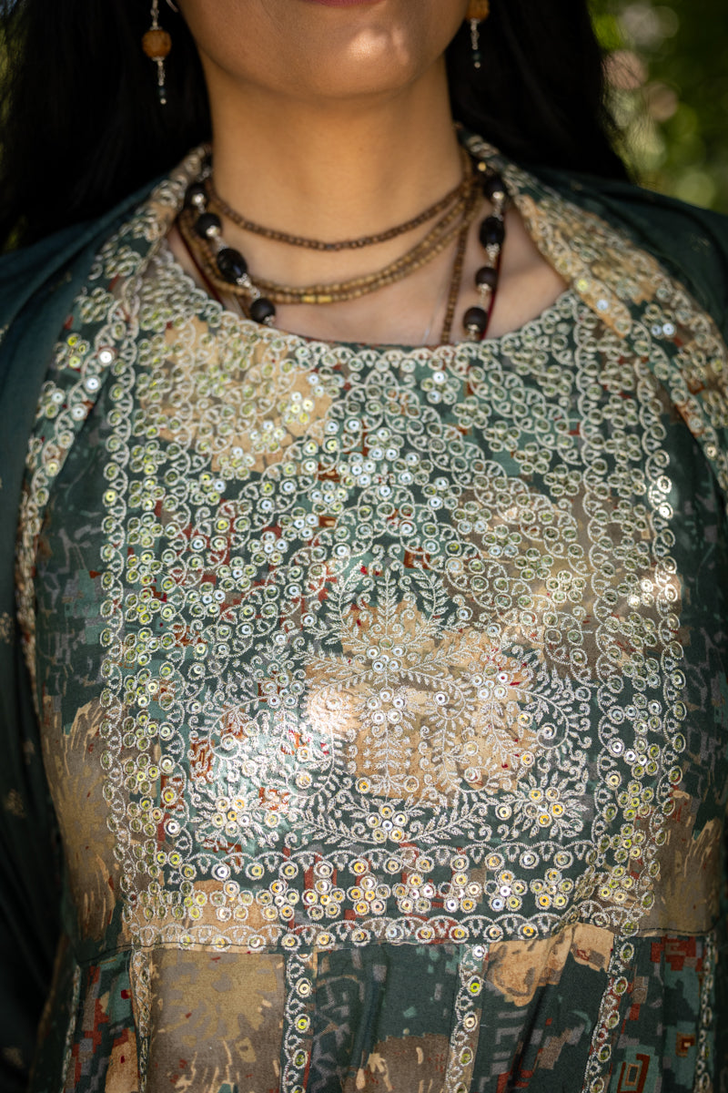Evergreen Embroidered Anarkali With Pants & Dupatta