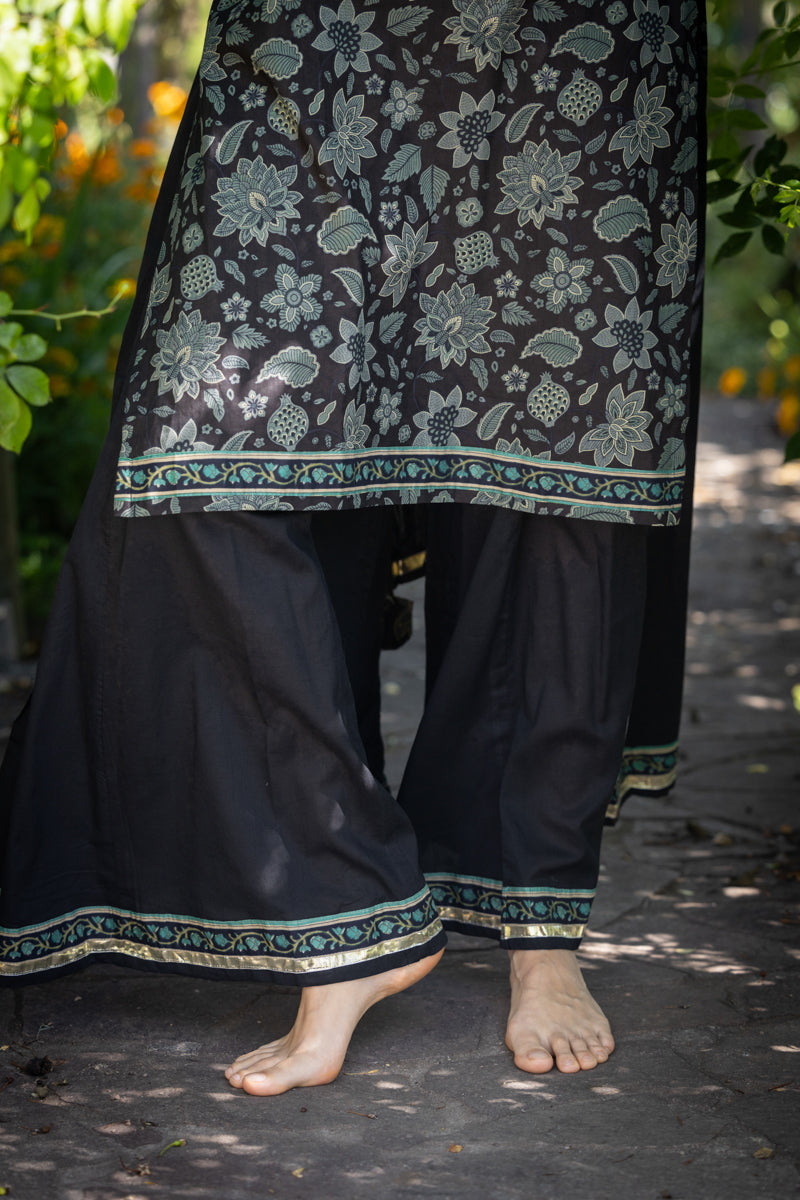 Flared Black Sharara Set