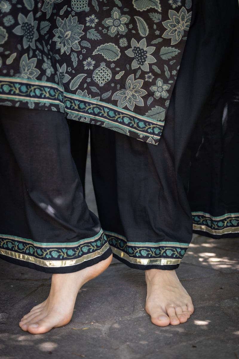 Flared Black Sharara Set