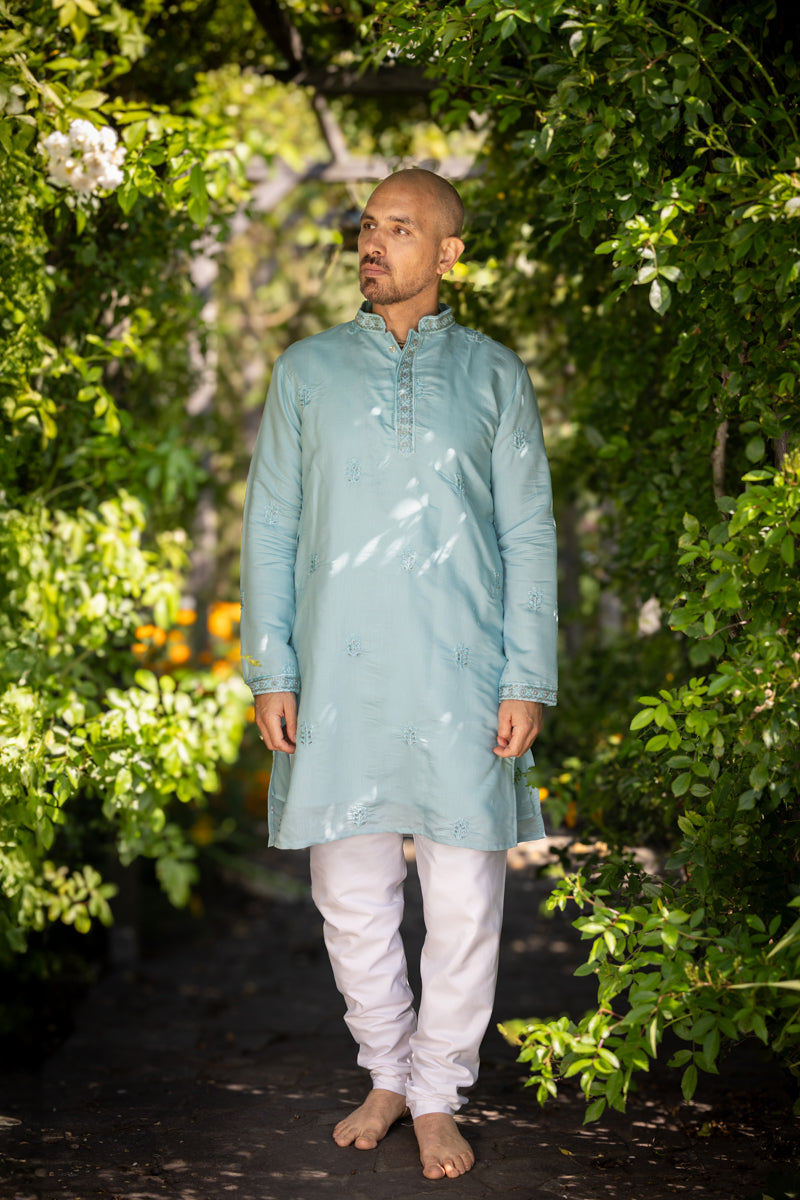 Embroidery Grace Kurta, Light Blue