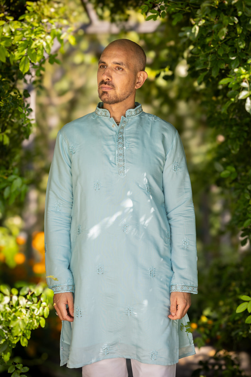 Embroidery Grace Kurta, Light Blue