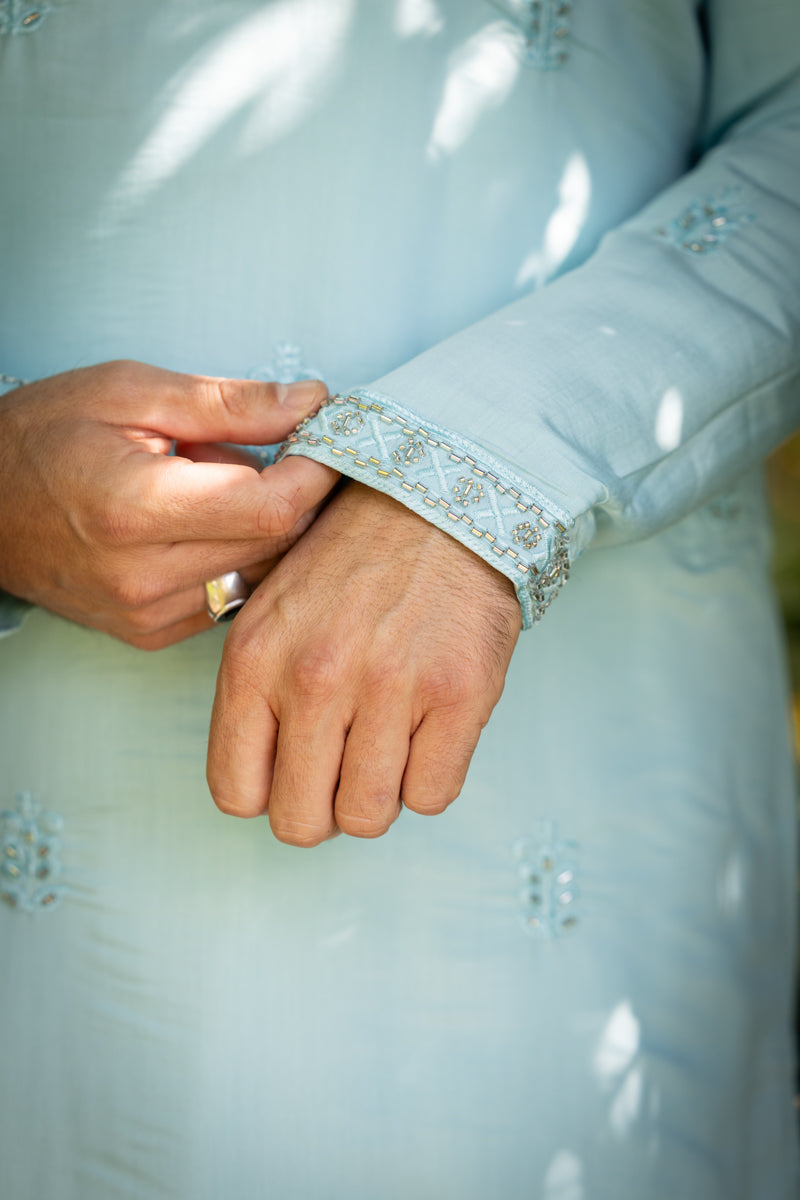 Embroidery Grace Kurta, Light Blue