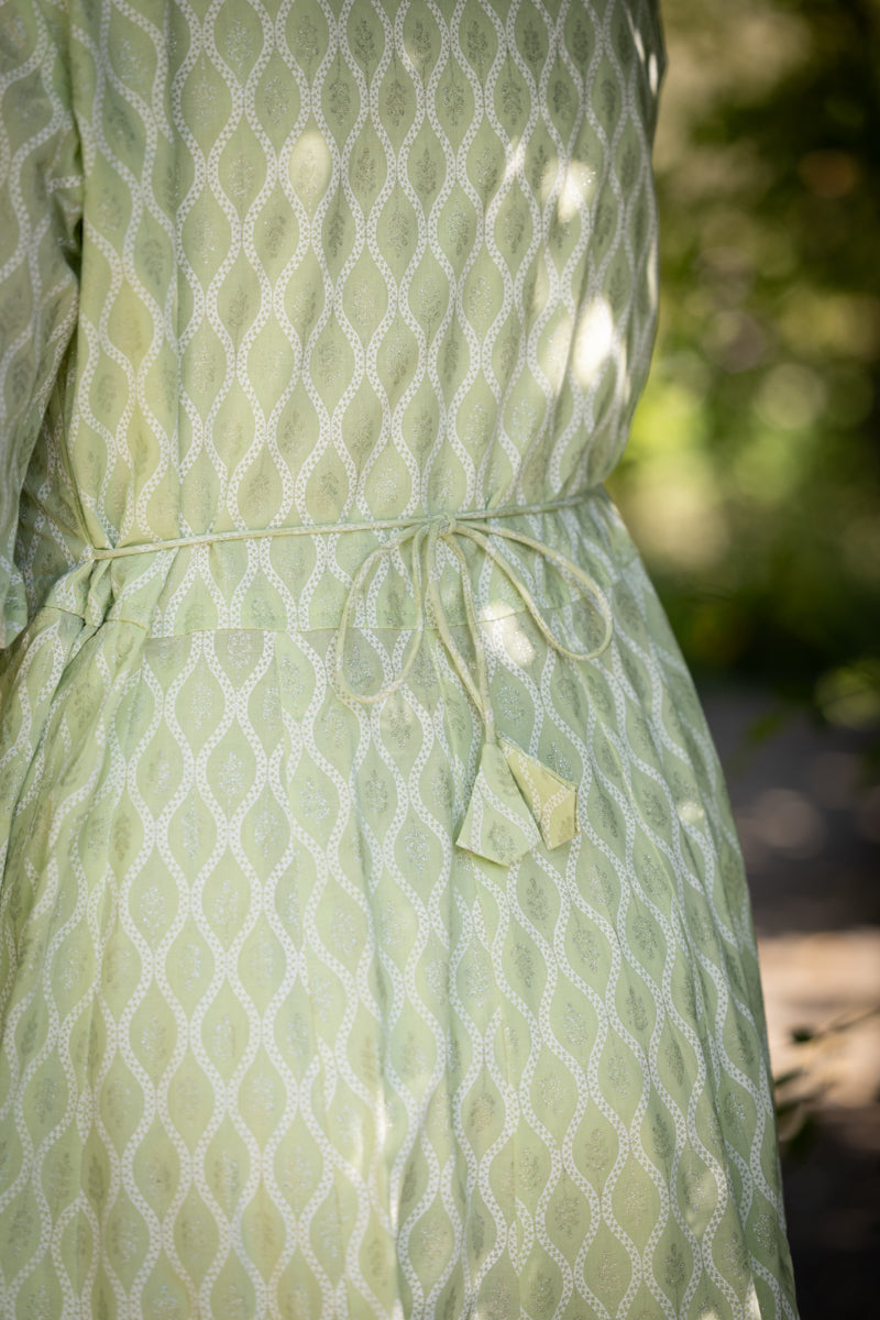 Mint Green Embroidered Anarkali With Pants & Dupatta