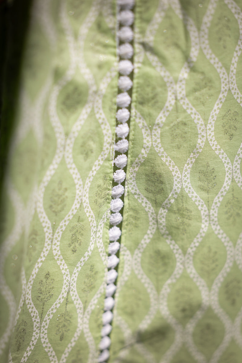 Mint Green Embroidered Anarkali With Pants & Dupatta